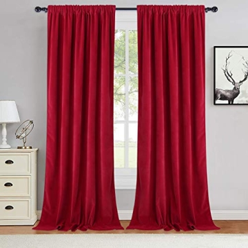 Haperlare Thick Velvet Curtains 96 inches - Heavy Duty Large Window Velvet Drapes Room Darkening Pri...