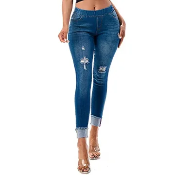 Women's Stretch Pull-On Skinny Ripped Jeggings for All Sizes