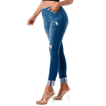 Women's Stretch Pull-On Skinny Ripped Jeggings for All Sizes