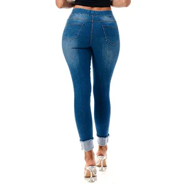 Women's Stretch Pull-On Skinny Ripped Jeggings for All Sizes