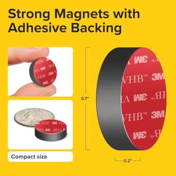 X-bet MAGNET - Adhesive Magnets - Ferrite Magnetic - 50 Pieces - Round Disc Magnets - Strong Sticky Adhesive Backing - Ceramic Magnets Ideal for DIY, Craft, Kitchen - 0.7"x0.2"