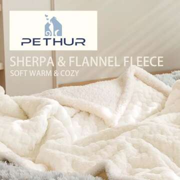 PETHUR Plush Dog Blankets for Small Dogs, Small Cat Blankets for Indoor Cats, Super Soft Sherpa Pupp...