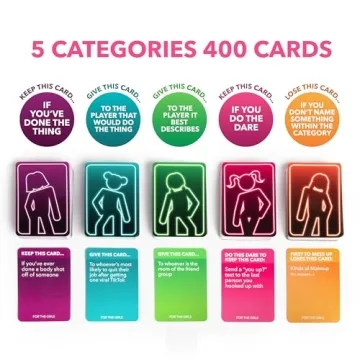 For The Girls Card Game by Relatable, The Viral Girls Night Adult Party Game, Great for Galentines Day Game, Valentine Gifts for Girls, Includes a die, and 400 Cards Across 5 Categories