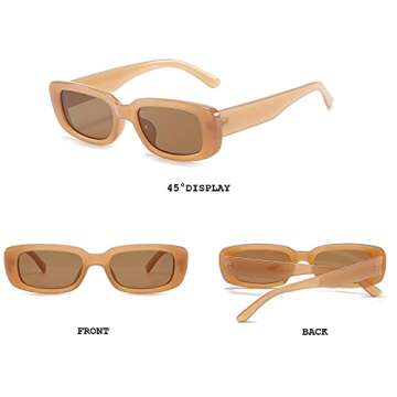BUTABY Rectangle Sunglasses for Women Retro Driving Glasses 90’s Vintage Fashion Narrow Square Fra...
