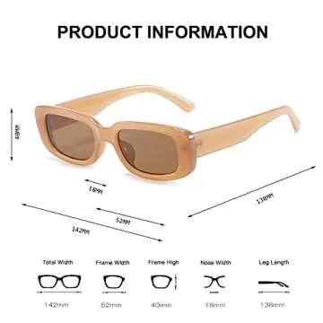BUTABY Rectangle Sunglasses for Women Retro Driving Glasses 90’s Vintage Fashion Narrow Square Frame UV400 Protection Beige Brown