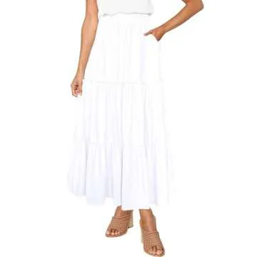 Afibi High Waist A Line Ruffle Maxi Skirt with Pockets