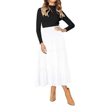 Afibi High Waist A Line Ruffle Maxi Skirt with Pockets