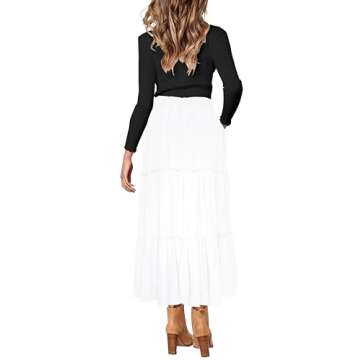 Afibi High Waist A Line Ruffle Maxi Skirt with Pockets