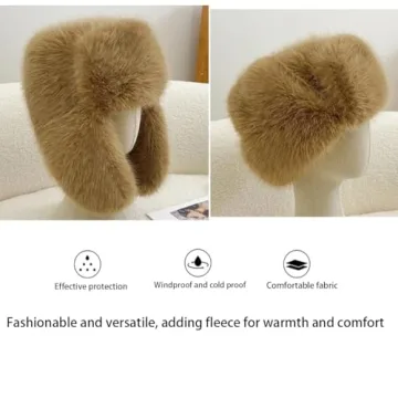 BSYLOO Womens Fluffy Faux Fur Trapper Hat for Winter Style