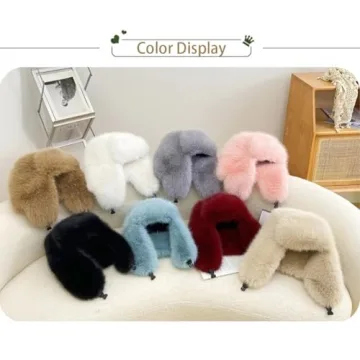 BSYLOO Womens Fluffy Faux Fur Trapper Hat for Winter Style