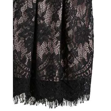 Romwe Elegant V Neck A Line Lace Dress for Women