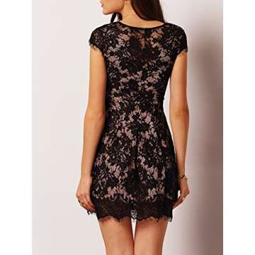 Romwe Elegant V Neck A Line Lace Dress for Women