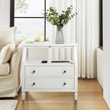 HULALA HOME Nightstand with Charging Station and Storage