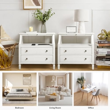 HULALA HOME Nightstand with Charging Station and Storage