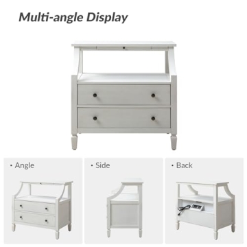 HULALA HOME Nightstand with Charging Station and Storage