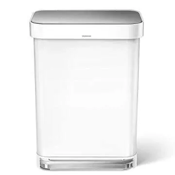simplehuman 55 Liter Rectangular Kitchen Step Soft-Close Lid, White Stainless Steel Trash can