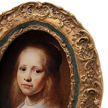 SYLVIA'S SHOP 2.5x3.5 Small Vintage Oval Picture Frame, Mini Antique Ornate Photo Frame, Table Top and Wall Hanging Home Decor, Old Fashioned Photo Gallery Art, Bronze Gold