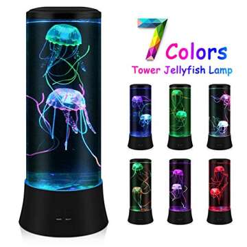 EDIER Jellyfish Lamp,LED Fantasy Jellyfish Light Lamp,7 Color Setting Jellyfish Tank Table Lamp Decorations for Home Office Decor Great Gifts for Kids