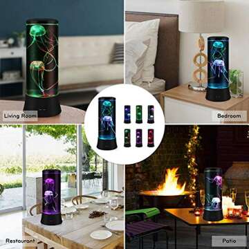 EDIER Jellyfish Lamp,LED Fantasy Jellyfish Light Lamp,7 Color Setting Jellyfish Tank Table Lamp Decorations for Home Office Decor Great Gifts for Kids