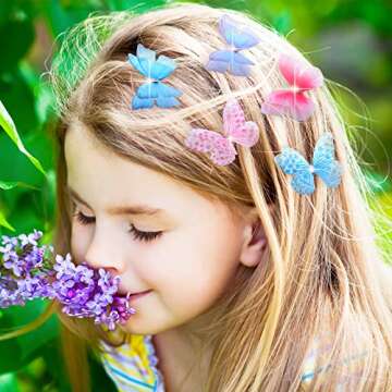 80 Pieces Organza Butterfly Colorful 2-Layers Appliques 3D Wall Decor DIY Ornament Decorative Butter...