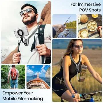 Keweis Magnetic Neck Phone Holder Cell Phone Mount, Hand Free POV/Vlog Flexible Phone Neck Holder Around Chest Stand Video Recording Fit for iPhone 15 14 13 12 Pro Max Plus Mini (Grey)