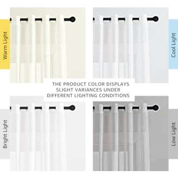 NICETOWN Linen Sheer Curtains 96 inches Long for Living Room, Grommet Semi Sheer Panels Privacy Semi...