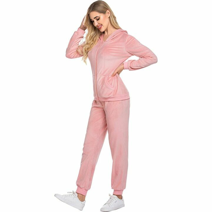 Hotouch Women's Velour Tracksuit Set with Pockets