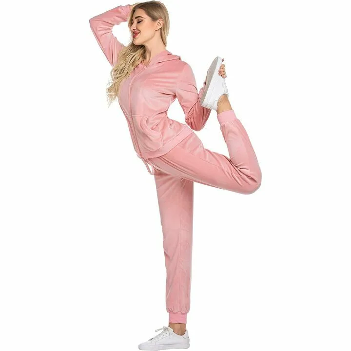 Hotouch Women's Velour Tracksuit Set with Pockets