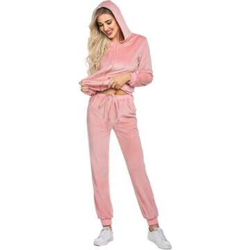 Hotouch Women's Velour Tracksuit Set with Pockets