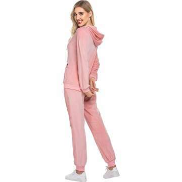 Hotouch Women's Velour Tracksuit Set with Pockets