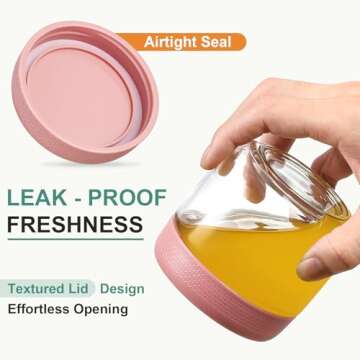 NETANY 6-pack 8oz Glass jars with Airtight Lids, Overnight Oats Containers with Lids, Wide mouth Mason Salad jars, Glass Food Storage Containers for Snacks Yogurt Spice Sugar