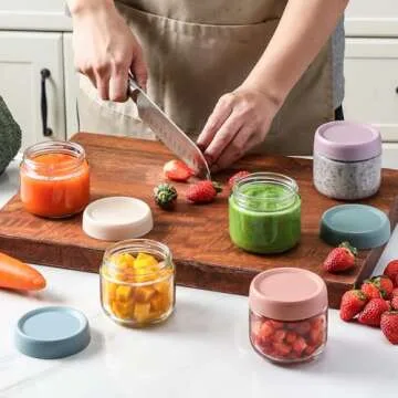 NETANY 6-pack 8oz Glass jars with Airtight Lids, Overnight Oats Containers with Lids, Wide mouth Mason Salad jars, Glass Food Storage Containers for Snacks Yogurt Spice Sugar