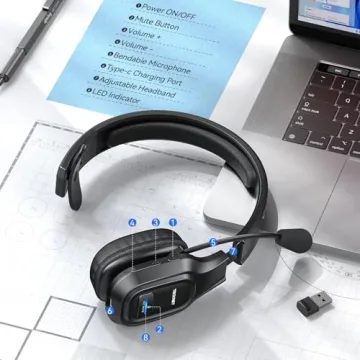 TECKNET Trucker Bluetooth Noise Canceling Headset for Work