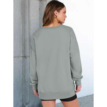 ANRABESS Womens Oversized Sweatshirt V Neck Long Sleeve Tunic Lightweight Pullover 2024 Winter Casual Tops Teen Girl Outfits Light Green Small