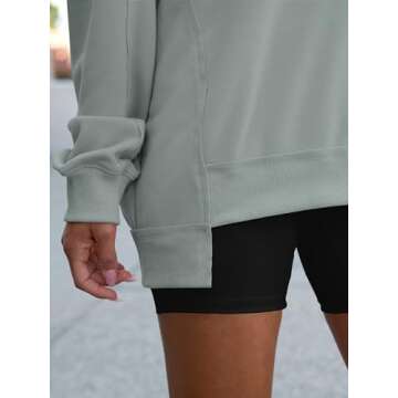 ANRABESS Womens Oversized Sweatshirt V Neck Long Sleeve Tunic Lightweight Pullover 2024 Winter Casual Tops Teen Girl Outfits Light Green Small