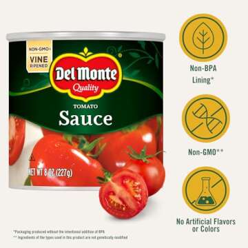 Del Monte Canned Tomato Sauce, 8 oz (Pack of 48 Cans)