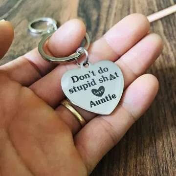 Funny Gifts for Nephew Niece From Aunt Don't Do Stupid Sh*t Love Auntie Keychain For Teenage Teen Bo...