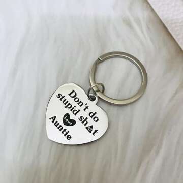 Funny Gifts for Nephew Niece From Aunt Don't Do Stupid Sh*t Love Auntie Keychain For Teenage Teen Boys Girls Mother's Day Father's Day Graduation Valentine Birthday Christmas Gag Gifts from Aunt