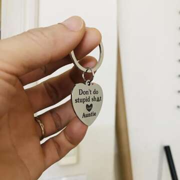 Funny Gifts for Nephew Niece From Aunt Don't Do Stupid Sh*t Love Auntie Keychain For Teenage Teen Boys Girls Mother's Day Father's Day Graduation Valentine Birthday Christmas Gag Gifts from Aunt