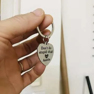 Funny Gifts for Nephew Niece From Aunt Don't Do Stupid Sh*t Love Auntie Keychain For Teenage Teen Boys Girls Mother's Day Father's Day Graduation Valentine Birthday Christmas Gag Gifts from Aunt