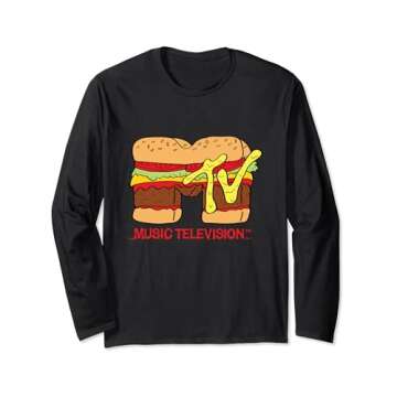 MTV Classic Logo Hamburger Design Long-Sleeve T-Shirt Long Sleeve T-Shirt