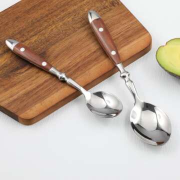 CATHYLIN 24-Piece 18/10 Stainless Steel Silverware set,Vintage Flatware set with Brown Bakelite Handle,service for 4,Cutlery set (24, Brown)