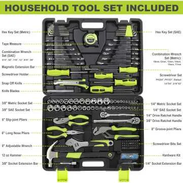 225-Piece Household Tool Set for Home and Auto Repairs