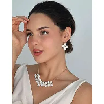 POMINA Floral Flower Bib Necklace & Earrings Set - A Stylish Gift