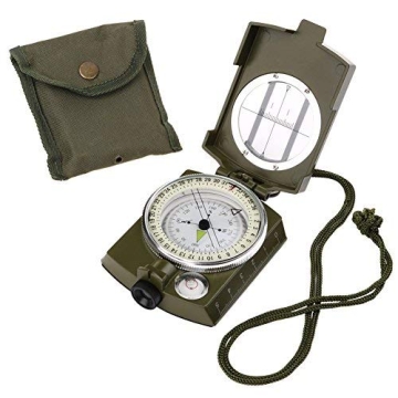 Waterproof Military Lensatic Sighting Compass with Magnifying Glass Mapping Ruler Reading Scale Dist...