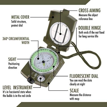 Premium Waterproof Military Sighting Compass for Adventurers