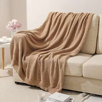 bearberry Super Soft Fluffy Throw Blanket Lightweight Cozy Warm Throw Blankets for Couch Bed Sofa All Season (Camel, 50”x60”)