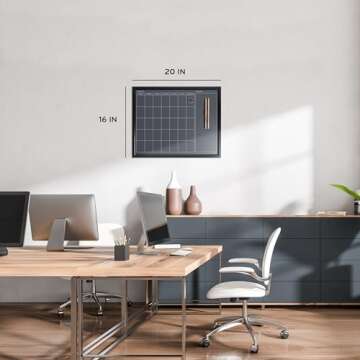 U Brands Magnetic Chalk Calendar Board, 20"x16", Black Wood Style Frame, Premium Surface, includes Chalk Pencils, Magnet