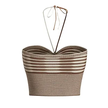 SweatyRocks Women's Striped Tie Backless Halter Top