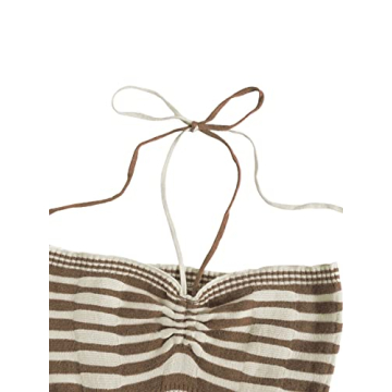 SweatyRocks Women's Striped Tie Backless Halter Top